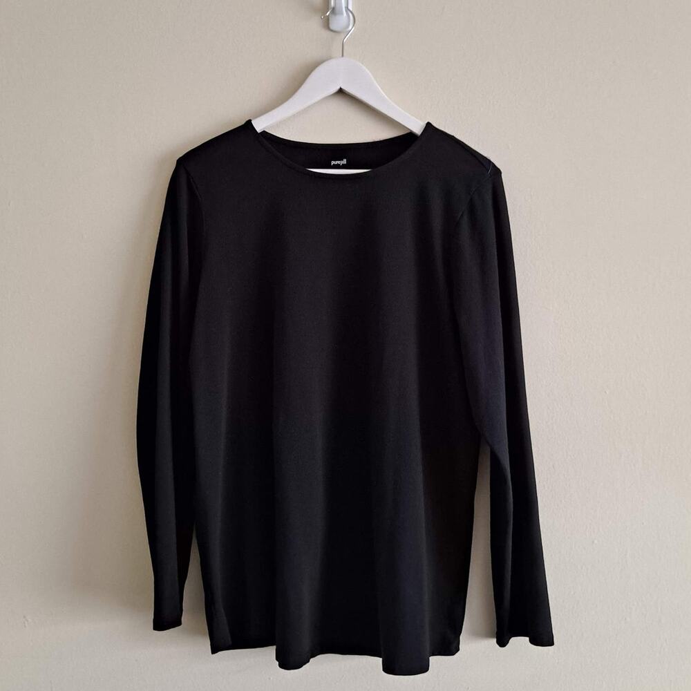 PureJill Womens Black Long Sleeve Crewneck Tee  T-Shirt Top Essential- Size XL - Picture 7 of 11